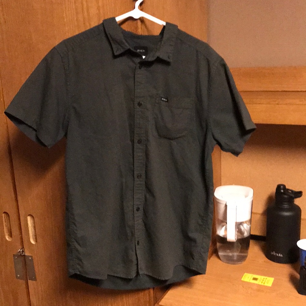 RVCA collar button down dark grey Large